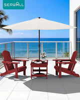 SERWALL Outdoor Coffee Table with 1.69" Umbrella Hole, HDPE Patio Coffee Table for Outside, Rectangle, Red - Photo 2