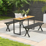 SlickBlue Outdoor Metal Bench 54 in Slatted Seat Heavy-Duty X Legs Patio Garden - Photo 5