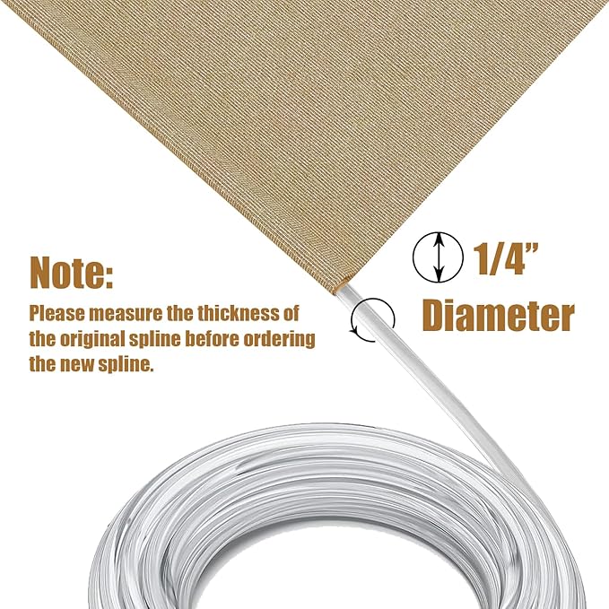 1/4'' Vinyl Sling Chair Spline Solid Awning Cord Replacement for Patio Fabric Chaise Lounge Outdoor Sling Chair Lawn - Photo 3