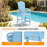 VINGLI Tall Adirondack Chair, All-Weather Plastic Adirondack Chair with Cup Holder Heavy-Duty Outdoor Barstools for - Photo 4