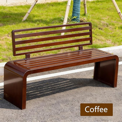Metal Garden Bench, Outdoor Benches Weatherproof 100/120/150/180 Cm Patio Bench with Backrest, Park Benches Seat for Outside Picnic Yard Front Porch Outdoor Furniture Deco(Coffee,150 cm/59 in)