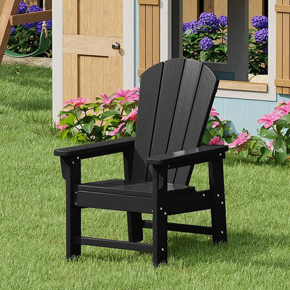 Costaelm Kids Lawn Chair, Toddler Outdoor Chair Kids Patio Furniture and Outdoor Children Picnic Activity Modern Adirondack Chairs for Garden, Patio, Backyard & Beach, Black