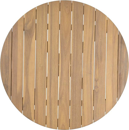 GDFStudio Verona Outdoor Round Coffee Table, Solid Acacia Wood Patio Furniture, Natural Weather-Resistant Finish, 31.5" Diameter Outdoor Center Table for Garden, Deck, Balcony, or Porch Use