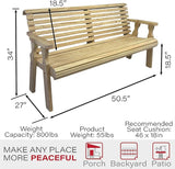Amish Casual Heavy Duty Unfinished 4 Foot Roll Back Outdoor Bench - Amish Made in The USA from Treated Pine for Outdoor - Photo 2