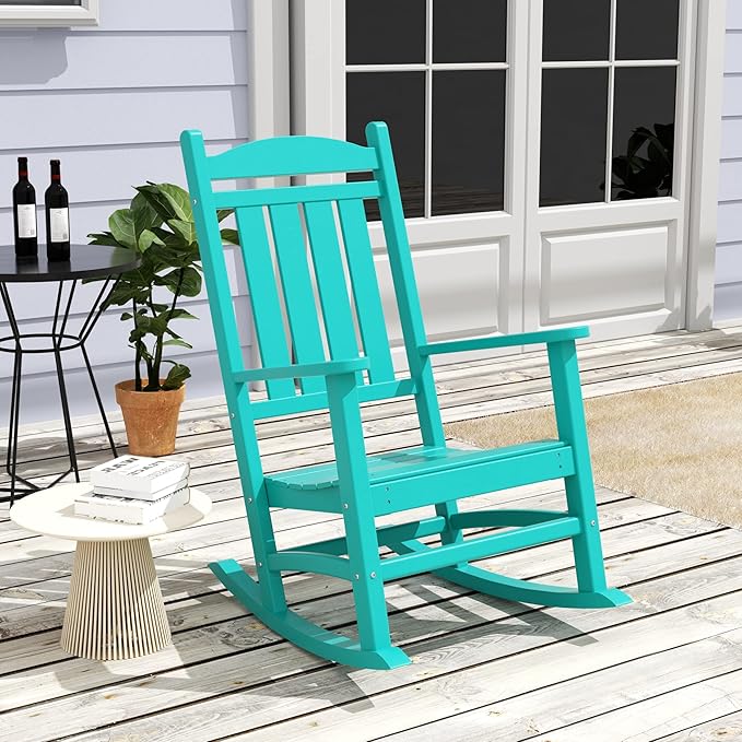 WestinTrends Malibu Malibu Outdoor Patio Poly Classic Porch Rocking Chair (Set of 4), Turquoise
