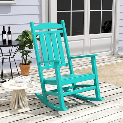 WestinTrends Malibu Malibu Outdoor Patio Poly Classic Porch Rocking Chair (Set of 4), Turquoise