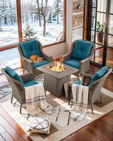 Patio Wicker Chairs Outdoor Furniture Chair - Set of 4 Outside All Weather Lawn Dining Brown Rattan Armchair with High - Photo 2