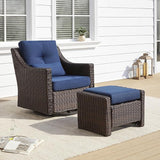 CHITA 2 Pieces Patio Wicker Furniture Set, Outdoor Rattan Bistro Set with Rocking Swivel Chair - Photo 1