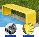 Outdoor Bench Weatherproof, Stainless Steel Metal Garden Bench, Anti-Rust Patio Park Bench for Front Porch, Yard, Lawn - Photo 3