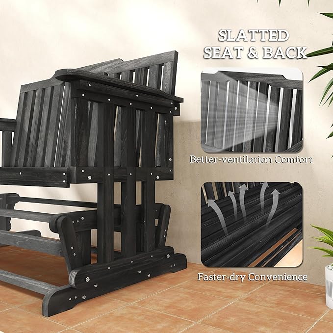 Outsunny 2-Person Patio Swing Glider Bench with Quick Drying Design and Wide Armrest - Photo 6