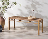 SAFAVIEH Couture Outdoor Patio Furniture Collection - Romona Tropical Bench, Natural Brown Rectangular with Woven Seat - Photo 9