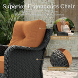 5 Piece Patio Furniture Set, All-Weather Wicker Outdoor Conversation Set with Swivel Rocking Chair and 6 Inch Thick - Photo 5