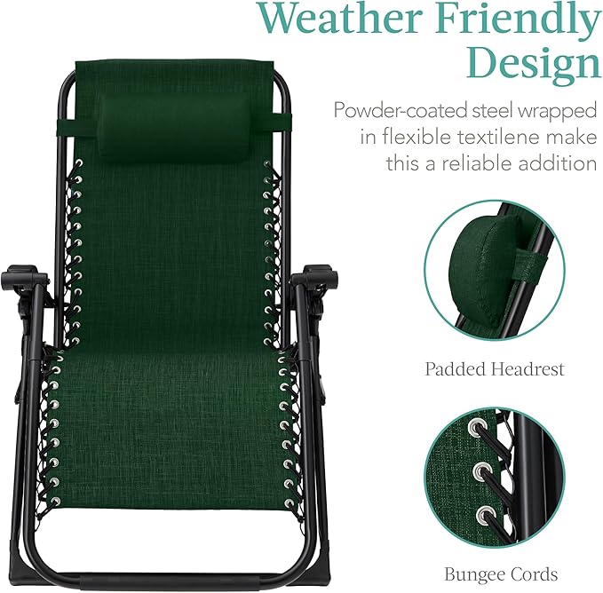 Best Choice Products Oversized Zero Gravity Chair, Folding Outdoor Patio Recliner - Photo 4