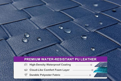 PURPLE LEAF Outdoor Chaise Lounge Set of 2, PU Leather Patio Lounge Chair Aluminum Pool Lounge Chairs with 5-Position Adjustable Backrest for Pool, Deck, Garden, Sunbathing, Navy Blue