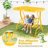 Costzon Kids Porch Swing, All-Weather Patio Swing Bench Hammock w/Adjustable Canopy & Safety Belts for 2 Children - Photo 4