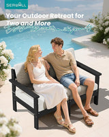 SERWALL HDPE Patio Loveseat Sofa, 2 Pieces Single Sofa - Photo 2