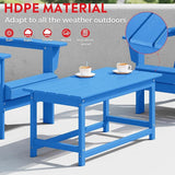 Costaelm 4-Piece Set Outdoor/Patio Poly Adirondack Chairs with a Coffee and a Side Table (2 Seater), Pacific Blue - Photo 6