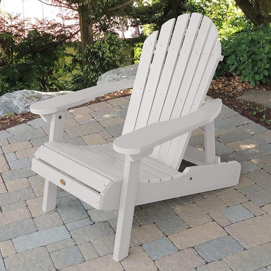 highwood Hamilton Made in the USA Folding and Reclining Adirondack Chair, Adult Size, White