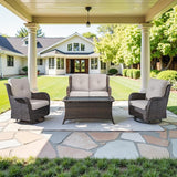 Belord 4 Piece Patio Wicker Furniture Set, Outdoor Swivel Rocker Chairs - Photo 1
