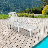 Cast Aluminum Outdoor Chaise Lounge Chair with Wheels, Patio Chaise Lounge with 3-Position Adjustable Backrest - Photo 1