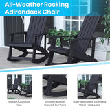 Flash Furniture Set of 2 Savannah Adirondack Rocking Chairs - Commercial Grade All-Weather Black Poly Resin Wood - Photo 4