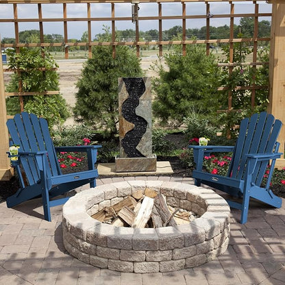 FUNBERRY Folding Adirondack Chair, All Weather HDPE Wood Texture Fire Pit Chairs with Cup Holder for Outdoor