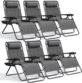 Nestl Zero Gravity Chairs Set of 6, Patio Lounge Chair Outdoor with Pillows & Cup Holder Trays - Photo 1