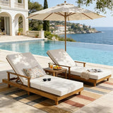 Merax Acacia Wood Outdoor Chaise Lounge Chair Set of 2 - Photo 1