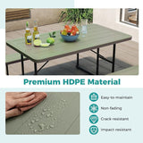 Giantex Picnic Table Bench Set for 4 People, 4.5FT Outdoor Rectangular Dining Table & 2 Benches w/Umbrella Hole - Photo 7