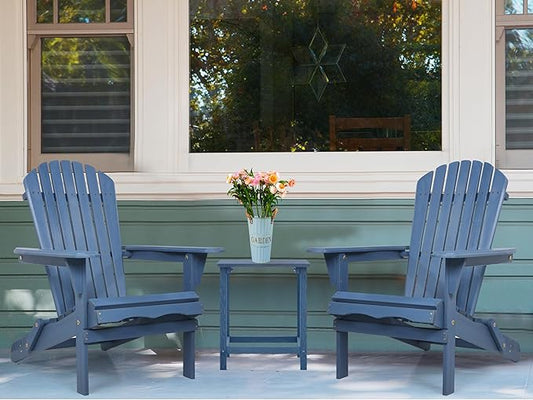 Wooden Folding Adirondack Chair Set of 4, Pre-Assembled BackRest Wood Lounge Chair for Outdoor Patio Garden Lawn Backyard Deck Pool Beach Firepit