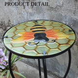 Outdoor Side Table Wasp Round Small Patio Accent Table Indoor End Table for Yard, Garden, Living Room - Photo 5