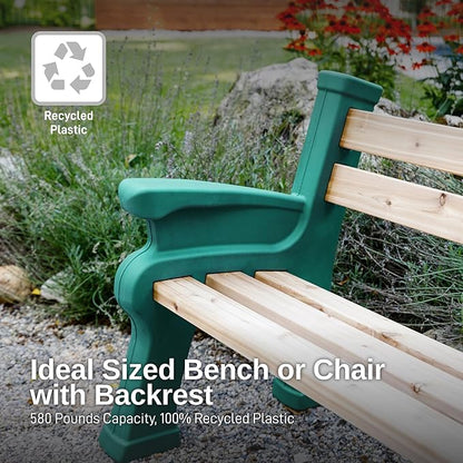 RTS Home Accents Custom Length Lightweight Indoor or Outdoor Bench Ends with Backrest and Armrest (Wood & Screws Sold Separately), Kentucky Green