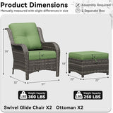 4 Piece Outdoor Wicker Patio Furniture Set, Patio Chairs Set with Thickened Olefin Cushions, High Back and Deep Seating - Photo 2