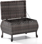 Outdoor Wicker Coffee Table - Patio PE Rattan Coffee Table with Storage Room Suitable for Patio Deck Garden Porch, Brown - Photo 3