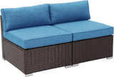 COSIEST 2-Piece Outdoor Furniture Add-on Armless Chairs for Expanding Chocolate Brown Wicker Sectional Sofa Set w - Photo 1