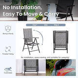 PHI VILLA Outdoor Patio Folding Chairs Set of 6, Portable Patio Dining Chairs with Adjustable Backrest for Outside - Photo 3