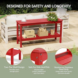 WestinTrends Malibu 55" Outdoor Patio HDPE Adirondack 2-Tier Shelf Console Table, Red - Photo 6