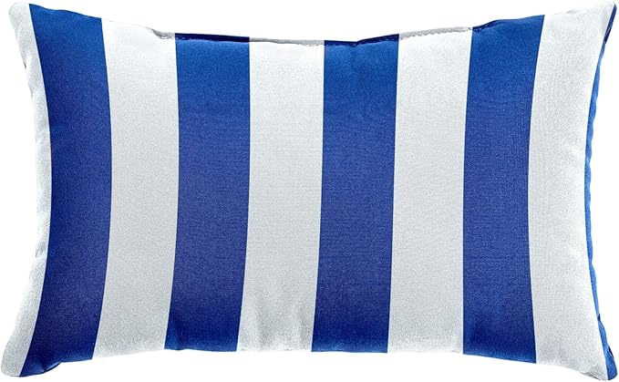 BrylaneHome Lumbar Pillow - 20" L x 13" W - Patio & Outdoor - Water, Stain & Fade Resistant - Bright Cobalt Cabana - Photo 1