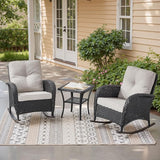 Belord Patio Rocking Chairs Wicker Set - Outdoor Rocking Chairs Set of 2 with Side Table - Photo 1