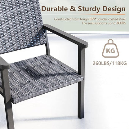 C-Hopetree Outdoor Lounge Chair for Outside Patio Porch, Metal Frame, Black All Weather Wicker