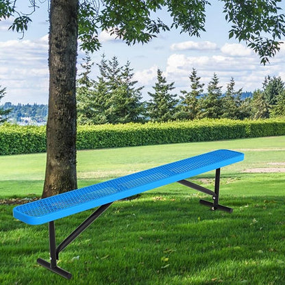 8FT Outdoor Bench, Metal Park Bench for Sitting Area Convert a Bench Heavy-Duty School Benches Commercial Rectangular Bench for Patio Porch Backyard Sports Church Locker Room Shopping Centers