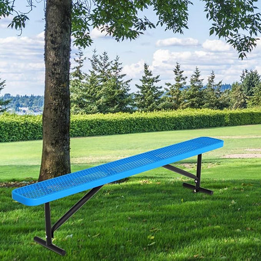 8FT Outdoor Bench, Metal Park Bench for Sitting Area Convert a Bench Heavy-Duty School Benches Commercial Rectangular Bench for Patio Porch Backyard Sports Church Locker Room Shopping Centers