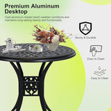30.3" Patio Bistro Table Cast Aluminum Patio Table, Metal Patio Dining Table with Umbrella Hole - Photo 5