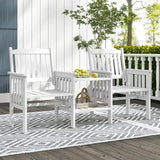 Tangkula Outdoor Wood Loveseat with 2-Tier Side Table and Umbrella Hole - Photo 2