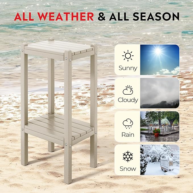 Costaelm Outdoor Side Table, 2-Tier Small Patio Coffee Tables for Outside, Outdoor End Tables for Patio - Photo 4