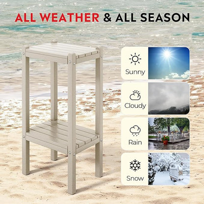 Costaelm Outdoor Side Table, 2-Tier Small Patio Coffee Tables for Outside, Outdoor End Tables for Patio, Adirondack Side Table for Outside for Pool, Porch, Garden, Sand