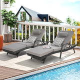 KEIKI Wicker Outdoor Chaise Lounge Chairs Set of 2 for Patio & Pool Side with 5-Level Adjustable Backrest and Cushions - Photo 1