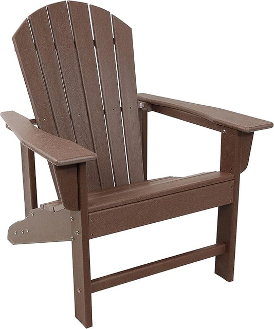 Sunnydaze All-Weather Upright Adirondack Chair - for Patio or Yard - 300-Pound Capacity - 38.25-Inch - Brown