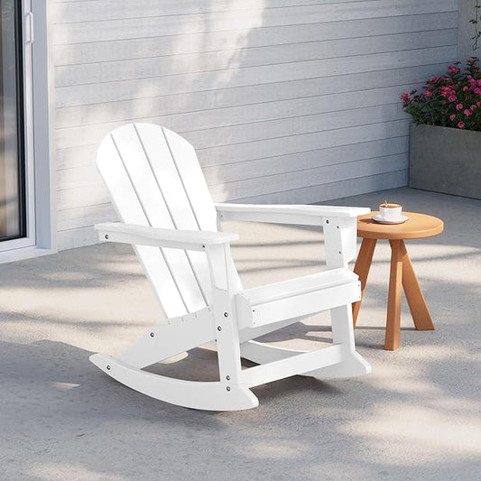 WestinTrends Malibu Outdoor/Patio Poly Adirondack Rocking Chair, White
