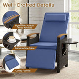 LDAILY Moccha Wicker Outdoor Recliner Chair - Rattan Lounge Chair with Adjustable Backrest & Footrest, Flip Side Table - Photo 7